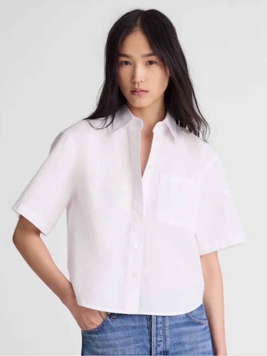 Madewell Tops - Madewell Straight-Hem Short-Sleeve Shirt in Poplin
